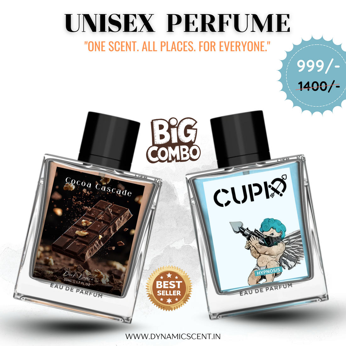 Unisex Perfume Combo - Cocoa Cascade & CUPÏD Hypnosïs for Men | Long-Lasting Eau De Parfum (50ml x 2)