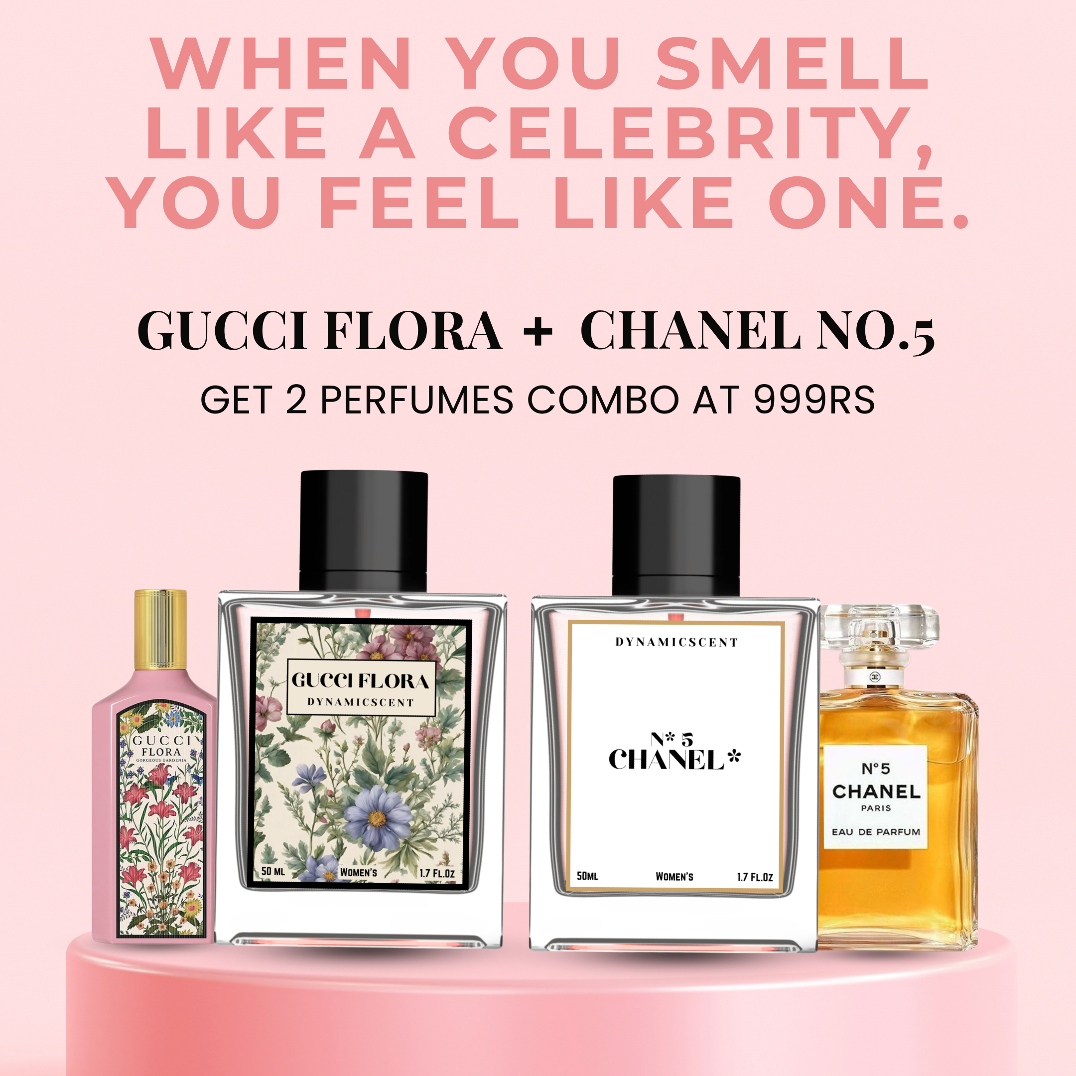 Chanel No.5 + Gucci Flora Perfume Combo for Women – 50ml x 2 (Best Seller)